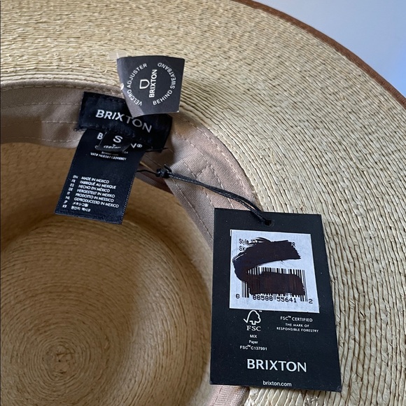Brixton wide brim straw hat size Small NWT - Picture 6 of 6